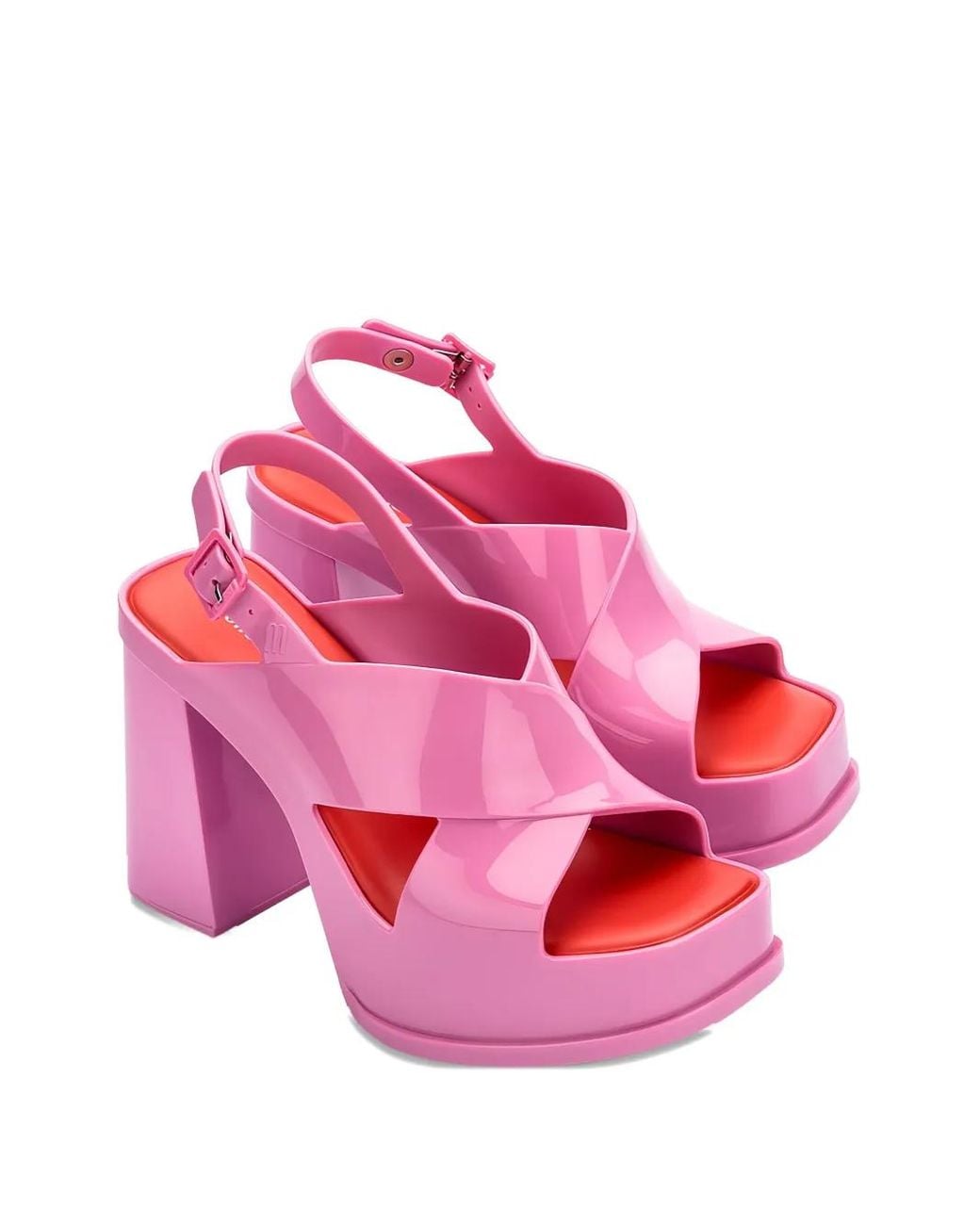 Melissa Pink Dance Crossover-Strap Block-Heel Sandals