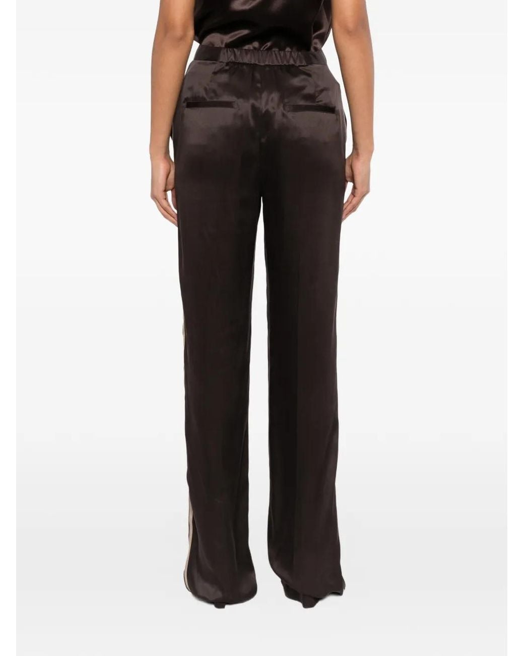 Tom Ford Brown Pantalon Palazzo À Bande Latérale