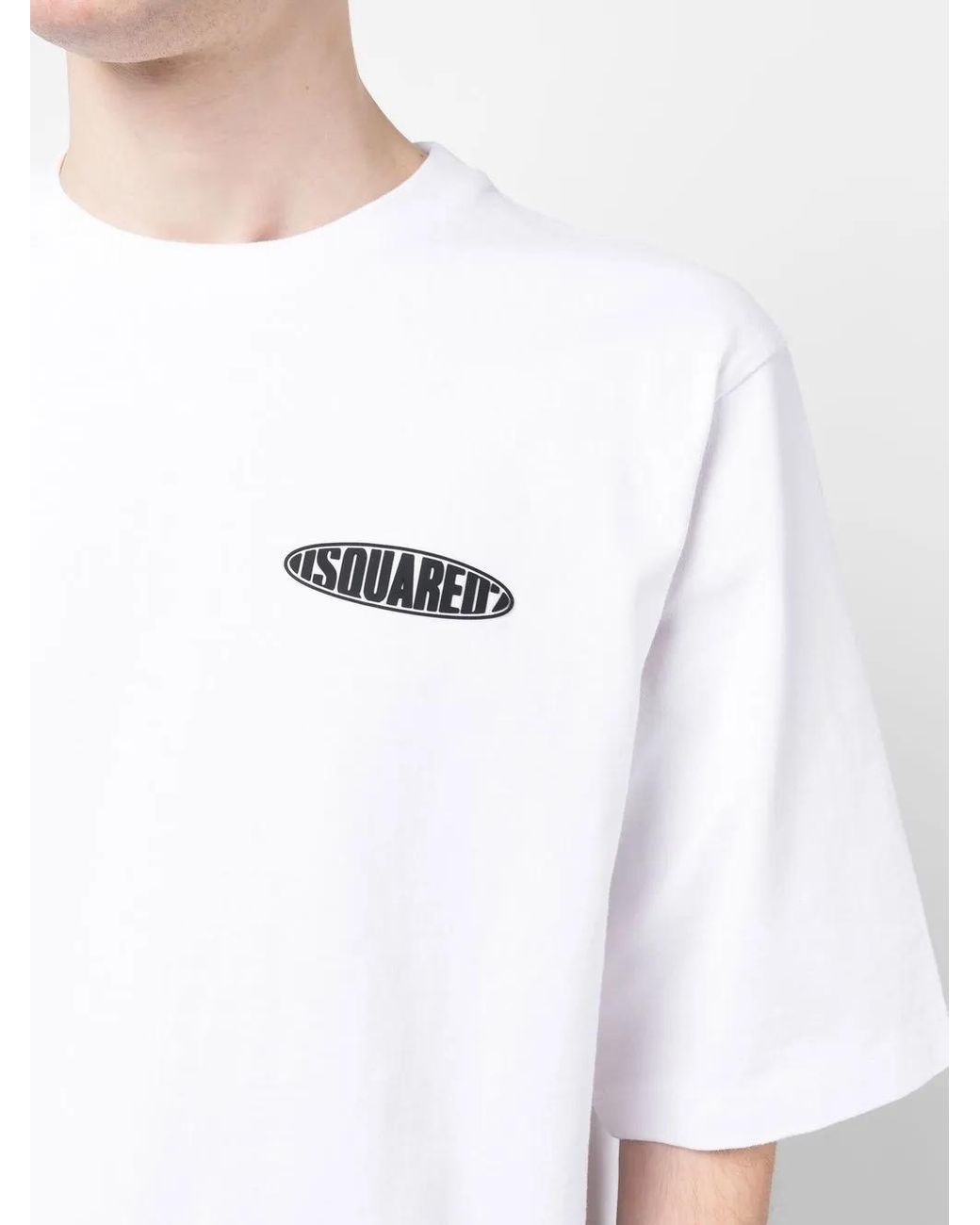 DSquared² White Logo-Print Cotton T-Shirt for men