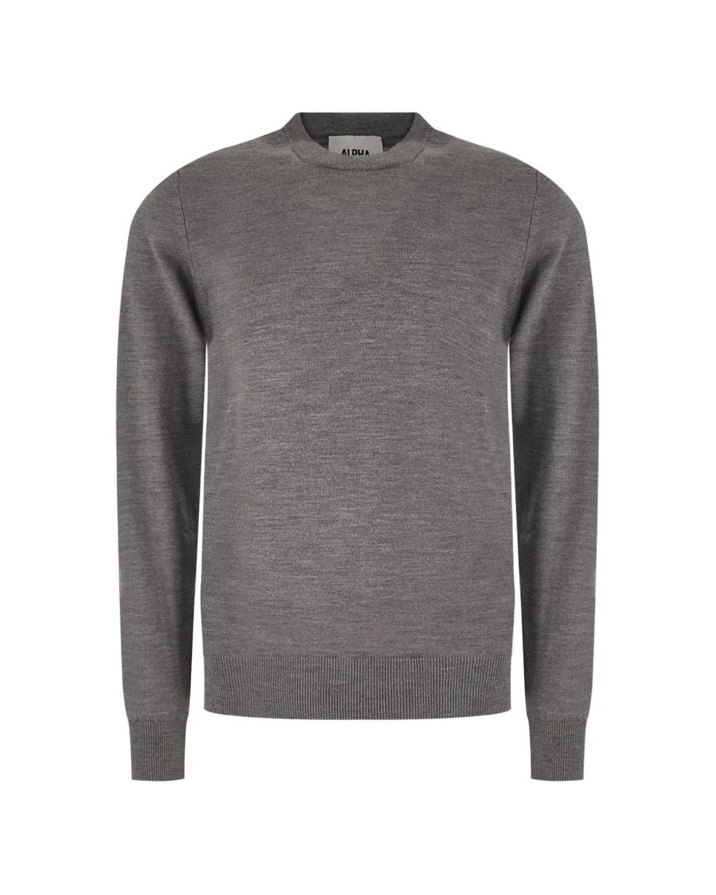 Alpha Studio Gray Fine-Knit Sweater for men