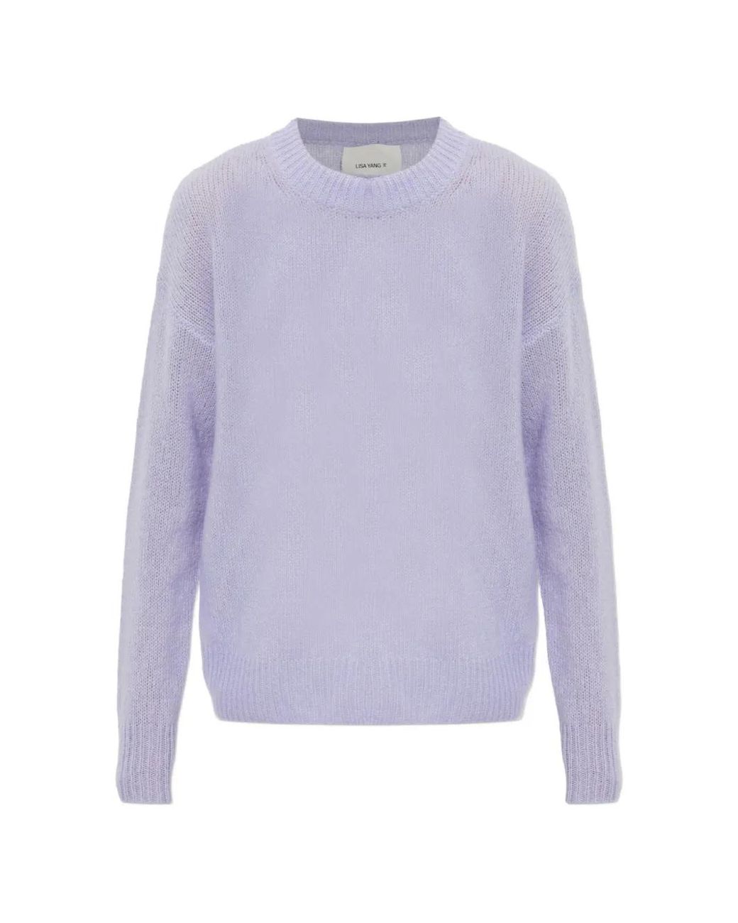 Lisa Yang Purple Lova Ribbed-Trim Sweater