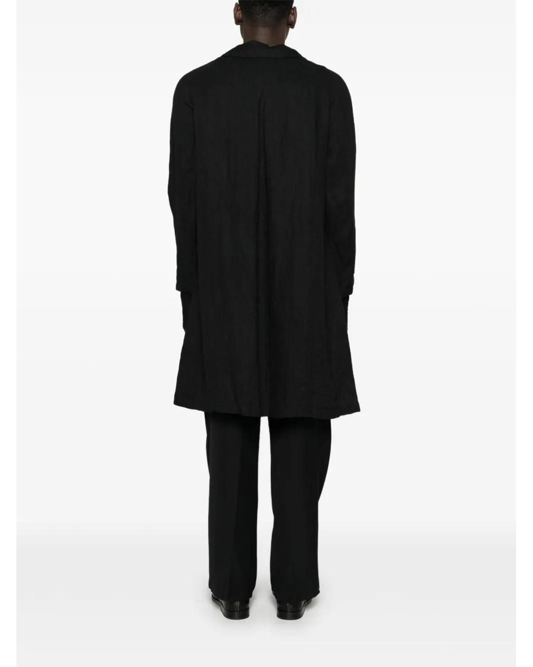 LOÏS DIONISIO Black Button-Fastening Long-Sleeve Coat for men