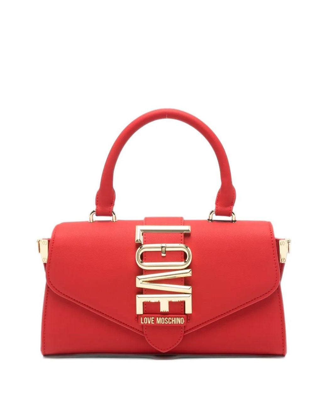 Love Moschino Red Logo-Plaque Tote Bag
