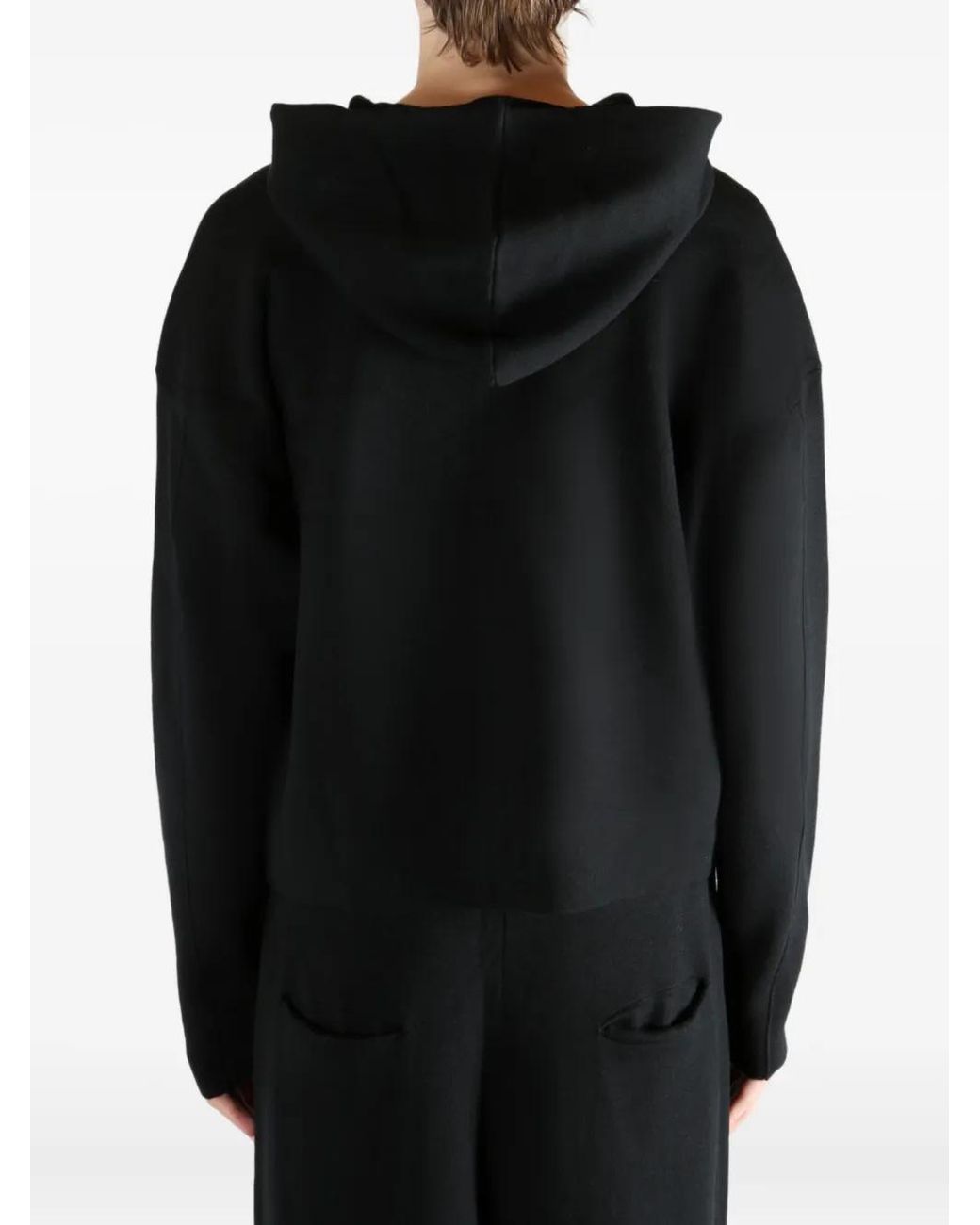 Omar Afridi Black Zip-Up Wool Hoodie for men