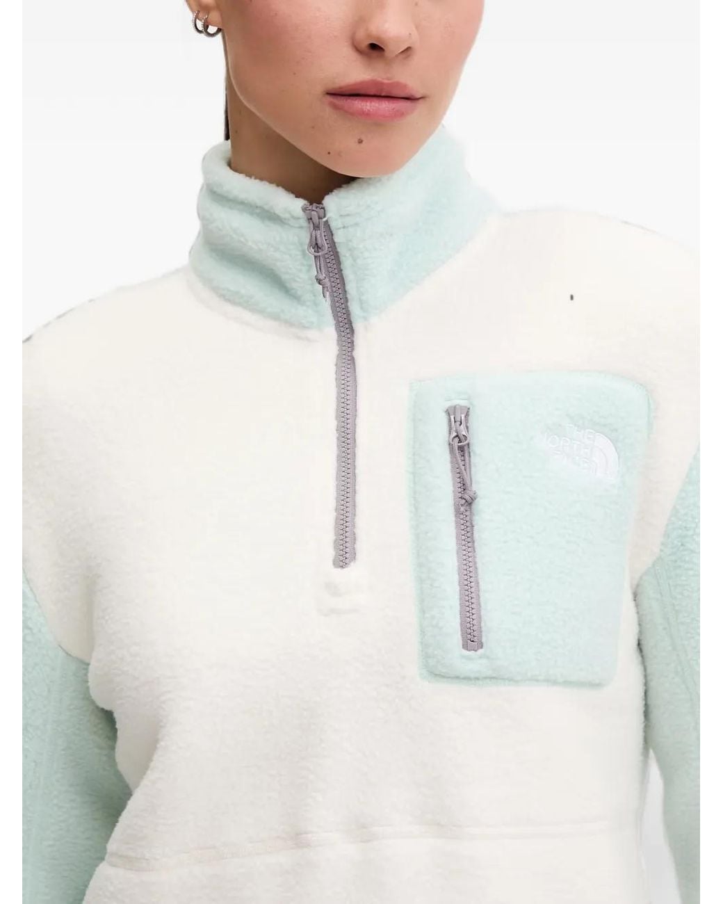 The North Face White Fleece-Texture Quarter-Zip Sweatshirt