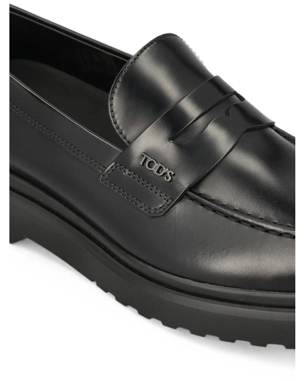 Tod's Black Logo-Plaque Penny Loafers for men
