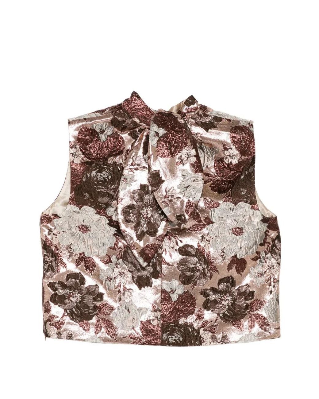 Elie Saab Pink Floral-Brocade Sleeveless Top