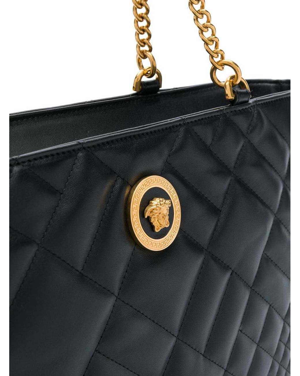 Versace Leather Medusa Quilted Tote Bag in Black | Lyst