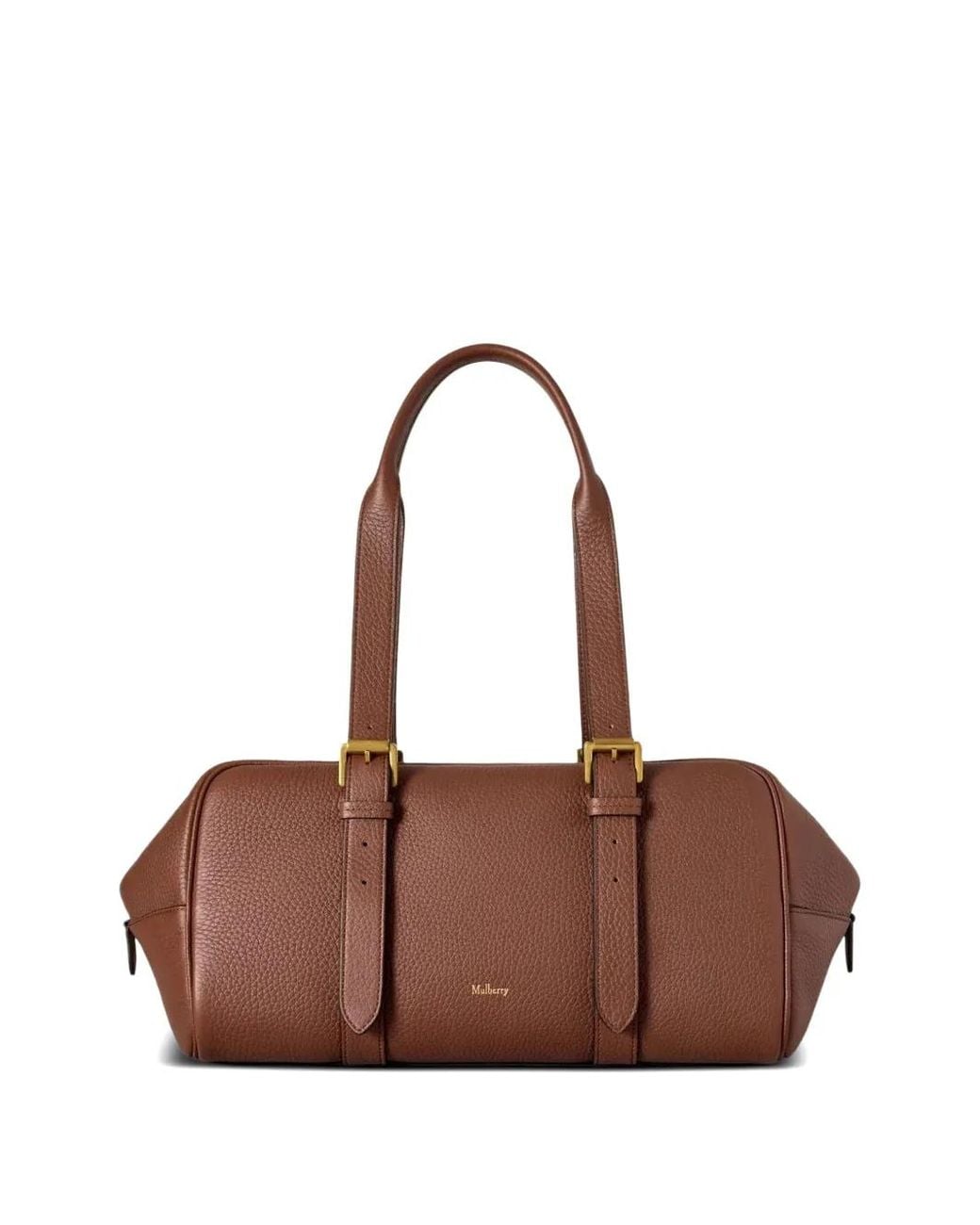 Mulberry Brown Boston Buckle-Strap Tote Bag
