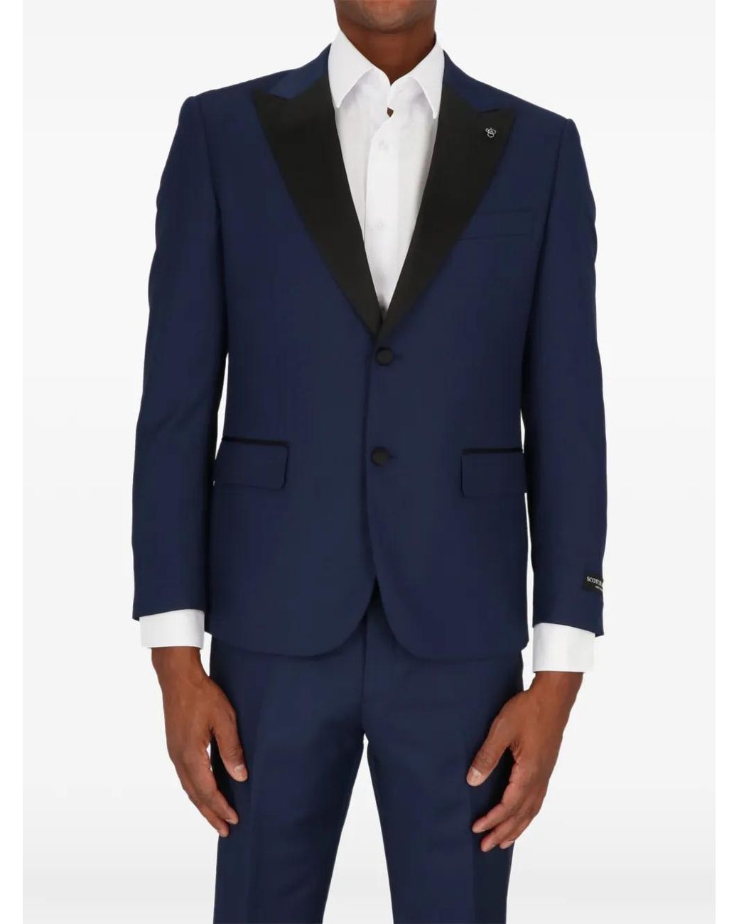 Scotch & Soda Blue Satin-Lapels Suits for men