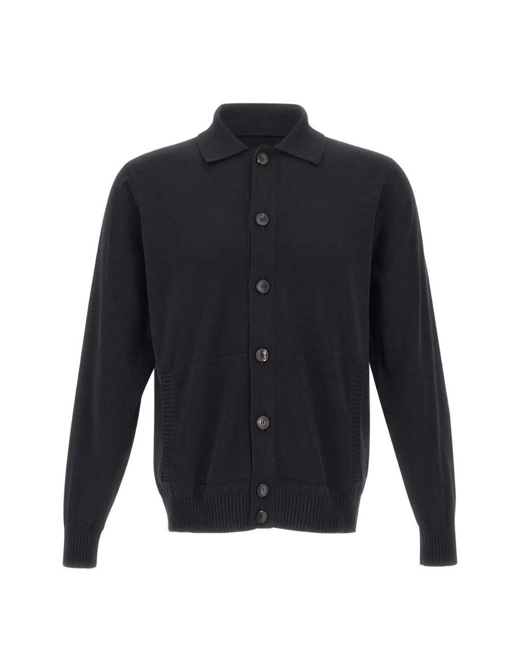 FILIPPO DE LAURENTIIS Blue Button-Fastening Polo-Collar Cardigan for men