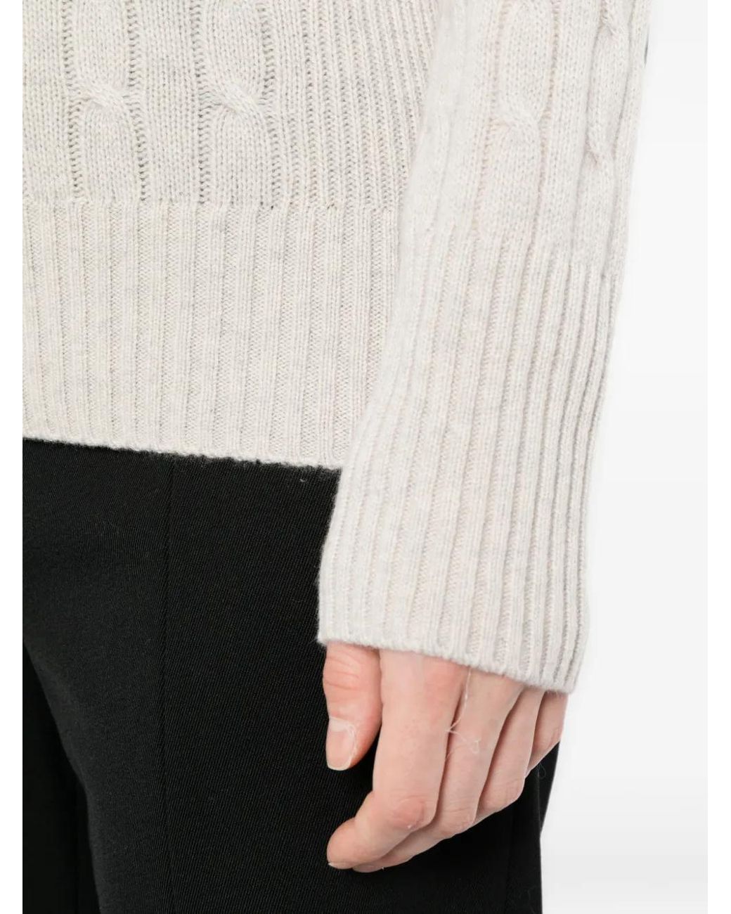 N.Peal Cashmere White Adelyn Cable-Knit Top