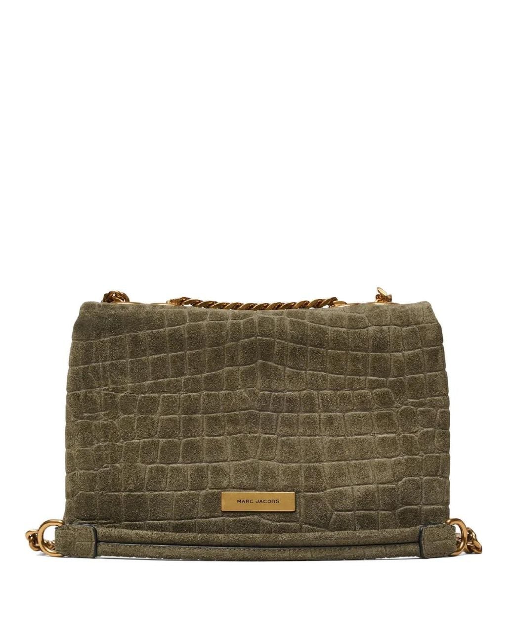 Marc Jacobs Green The Suede Croc Slim Dual Convertible Shoulder Bag