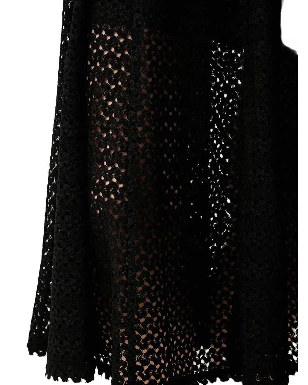 Silvian Heach Black Crochet-Knit Flared Midi Dress