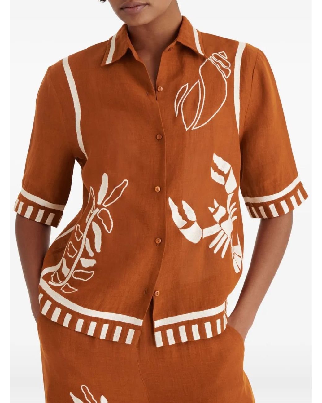 Eres Brown Crab Button-Up Shirt