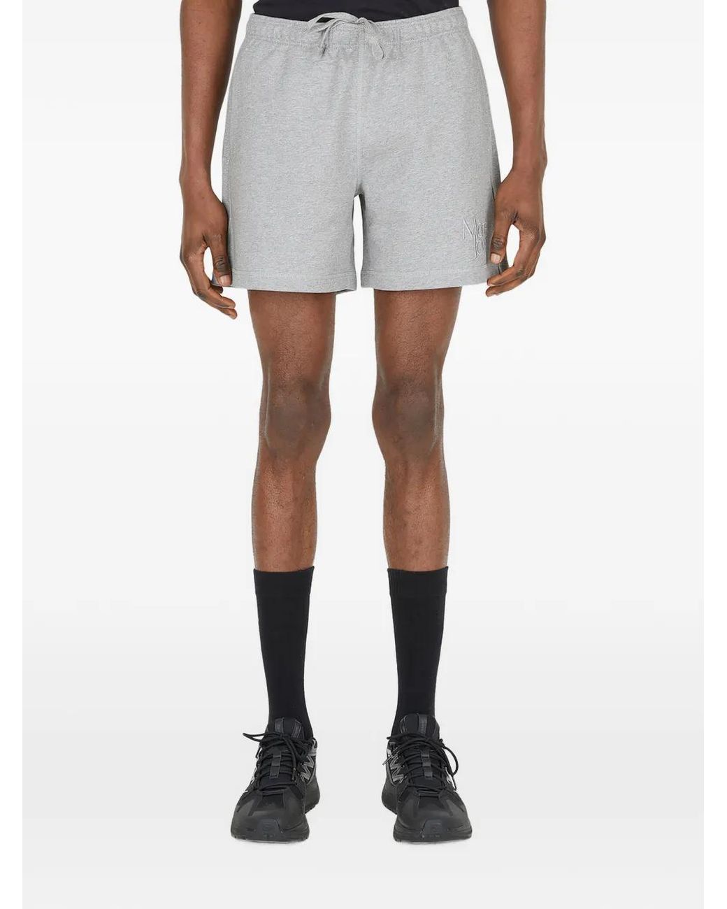 More Joy Gray Drawstring Logo Track Shorts