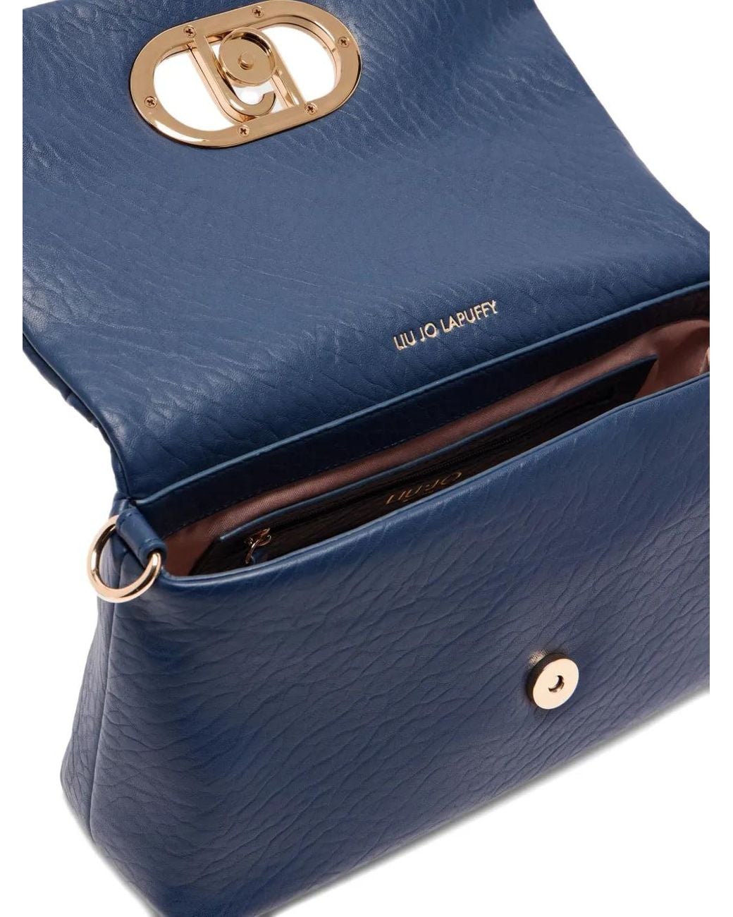 Liu Jo Blue Medium Lapuffy Logo-Plaque Chain-Strap Shoulder Bag