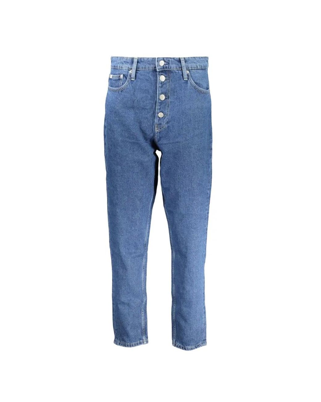 Calvin Klein Button-Fly Straight-Leg Jeans in Blue | Lyst UK