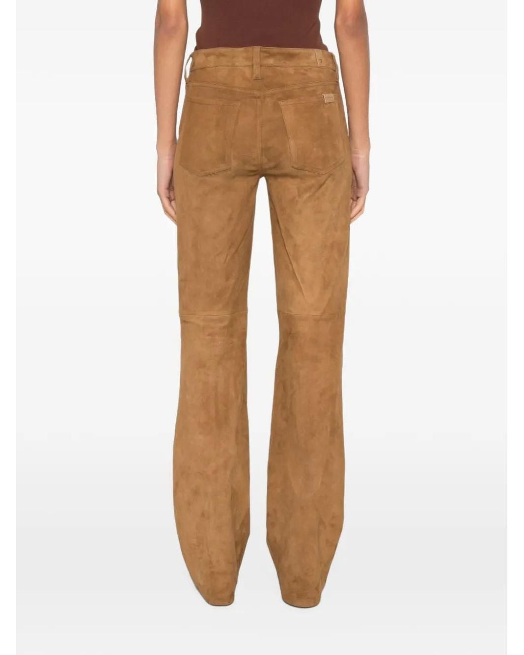 7 For All Mankind Natural Suede-Finish Flared Trousers