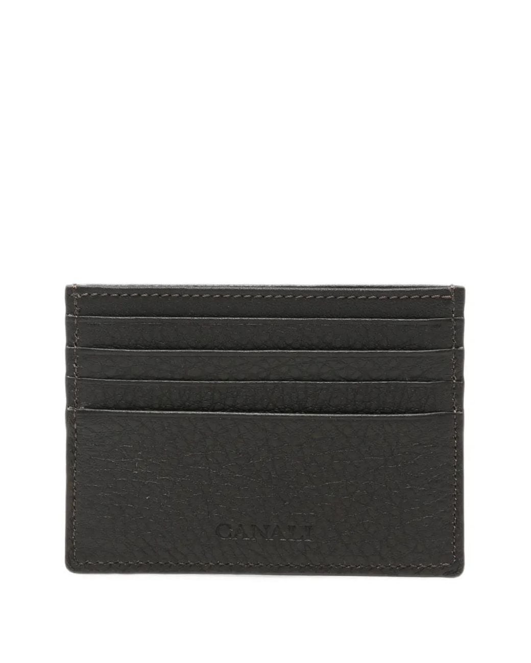 Canali Black Grainy Leather Cardholder for men