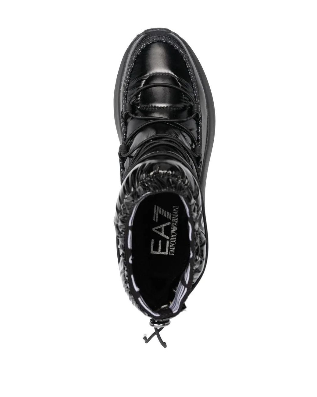 EA7 Black Logo-Print Quilted Snow Boots