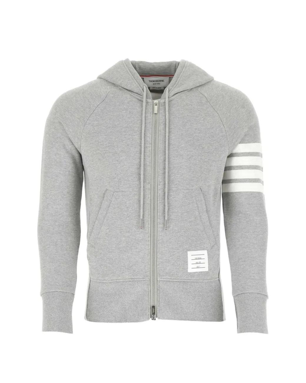 Thom Browne Gray 4-bar Zip-up Hoodie for men