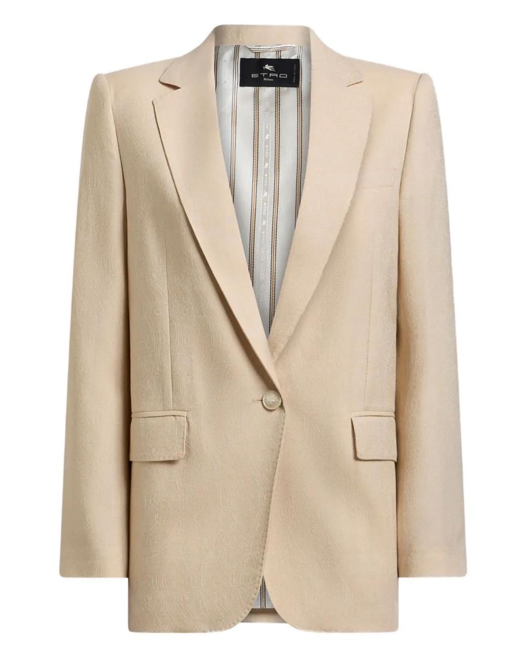 Etro Natural Jacquard Paisley Single-Breasted Blazer