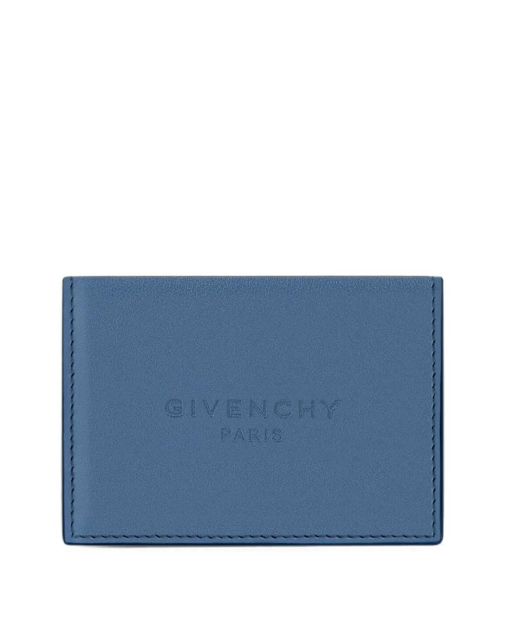 Givenchy Blue Antigona Stamped Bicolor Flap Card Holder for men