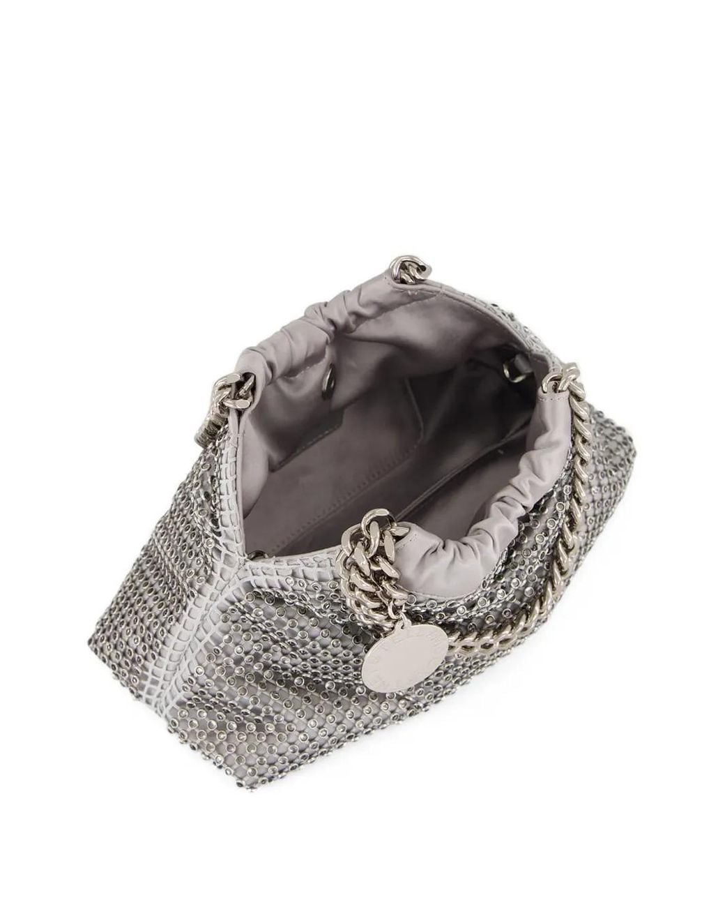 Stella McCartney White Mini Falabella Crystal-Mesh Shoulder Bag