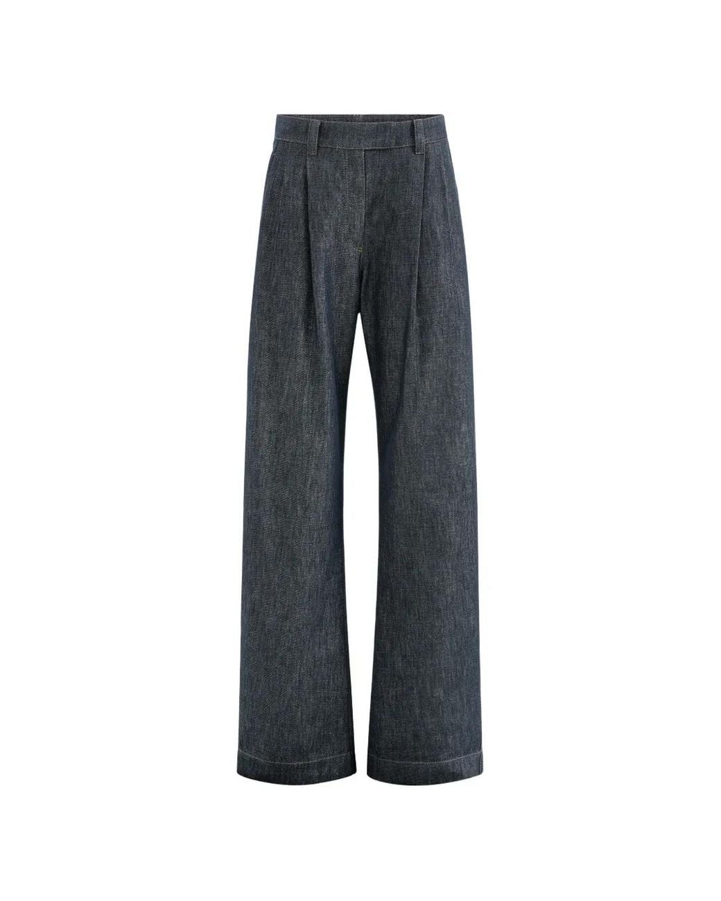 Brunello Cucinelli Blue Pantalon Ample En Jean À Ornements Métalliques