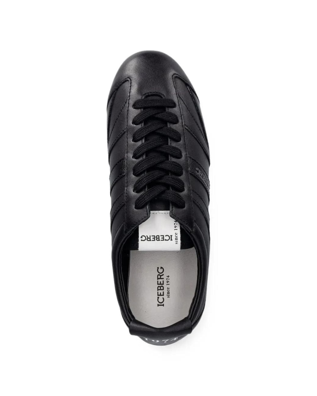 Iceberg Black Logo-Print Panelled Sneakers for men