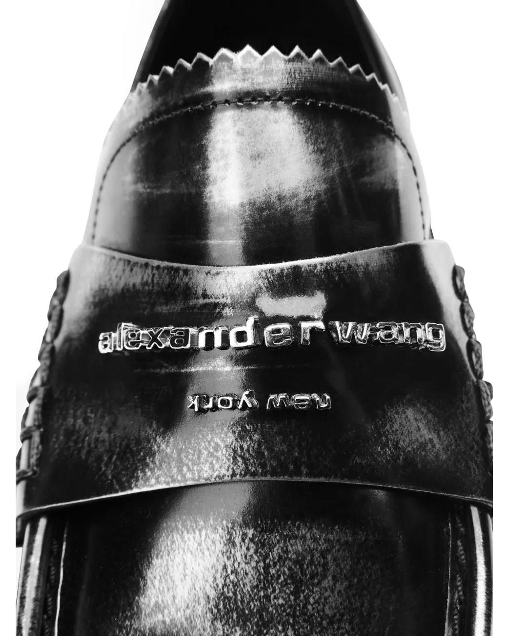Alexander Wang Black Lug-Sole Logo-Plaque Loafers