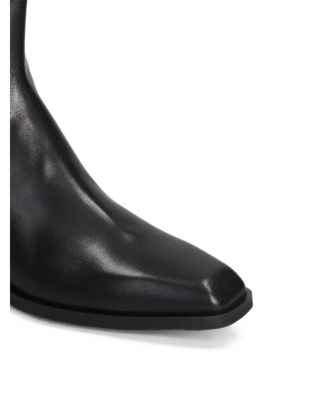 Mara Bini Black Square-Toe Leather Ankle Boots