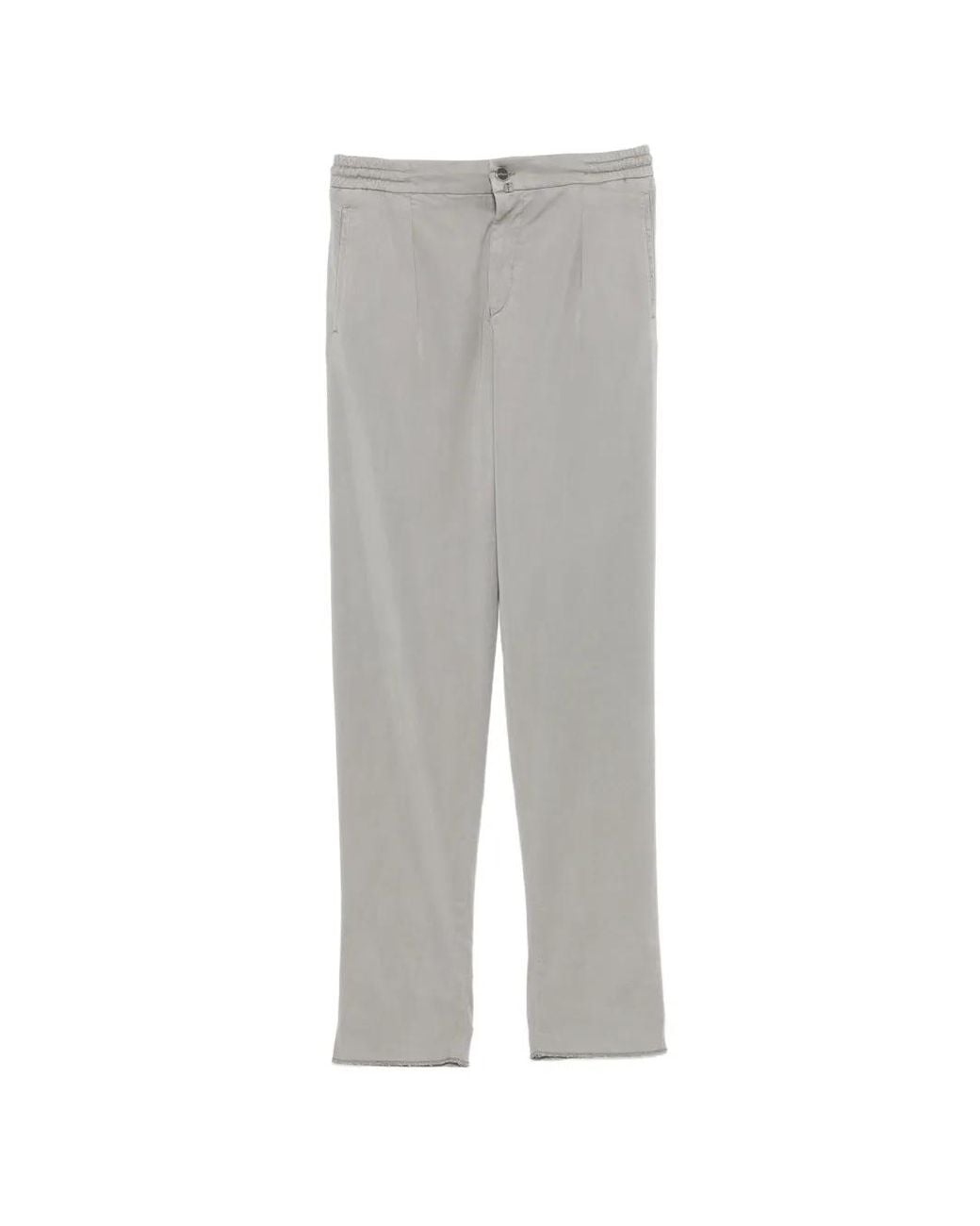 Kiton Gray Logo-Patch Pleated Trousers for men