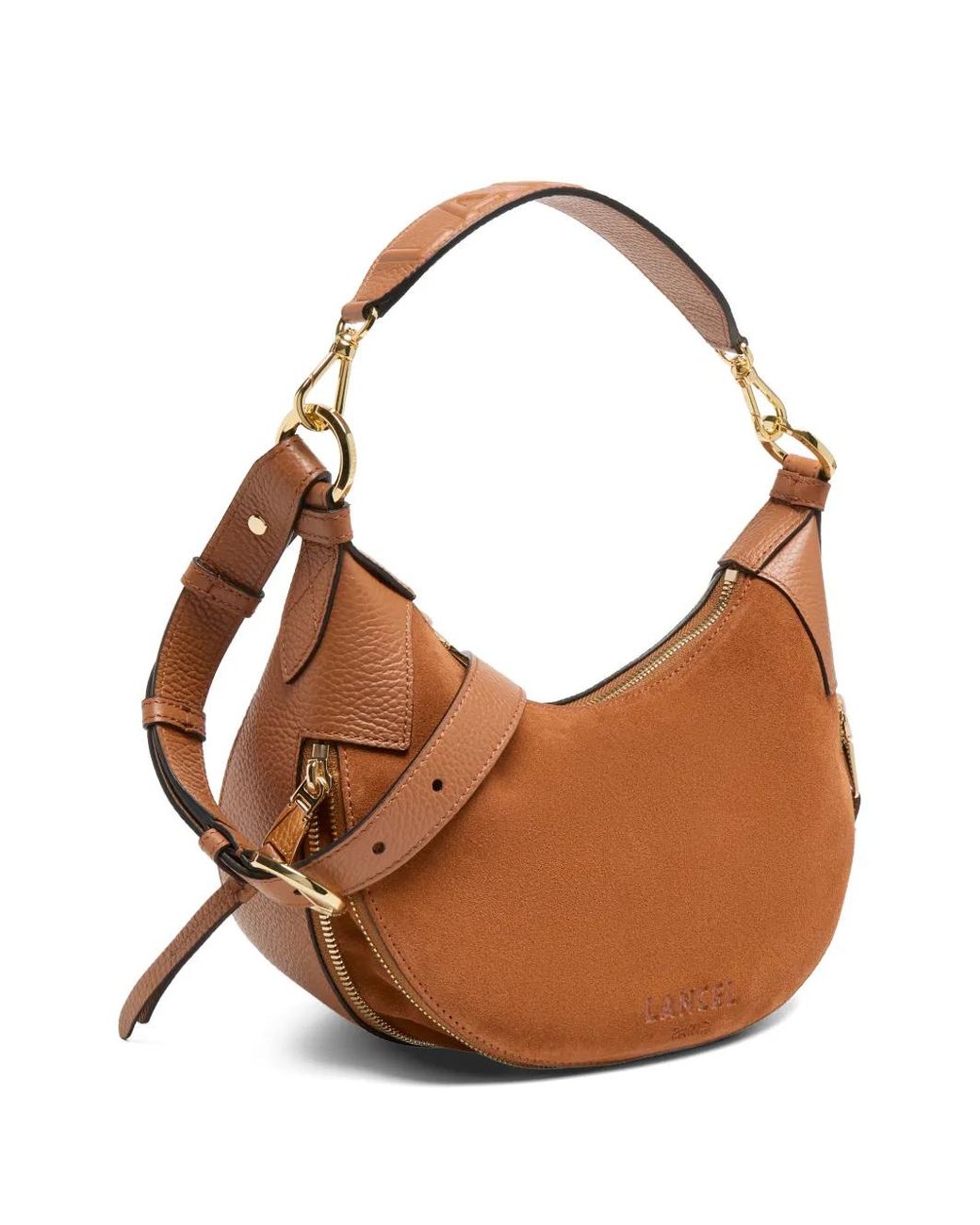 Lancel Brown Small Origami Zip-Detail Shoulder Bag