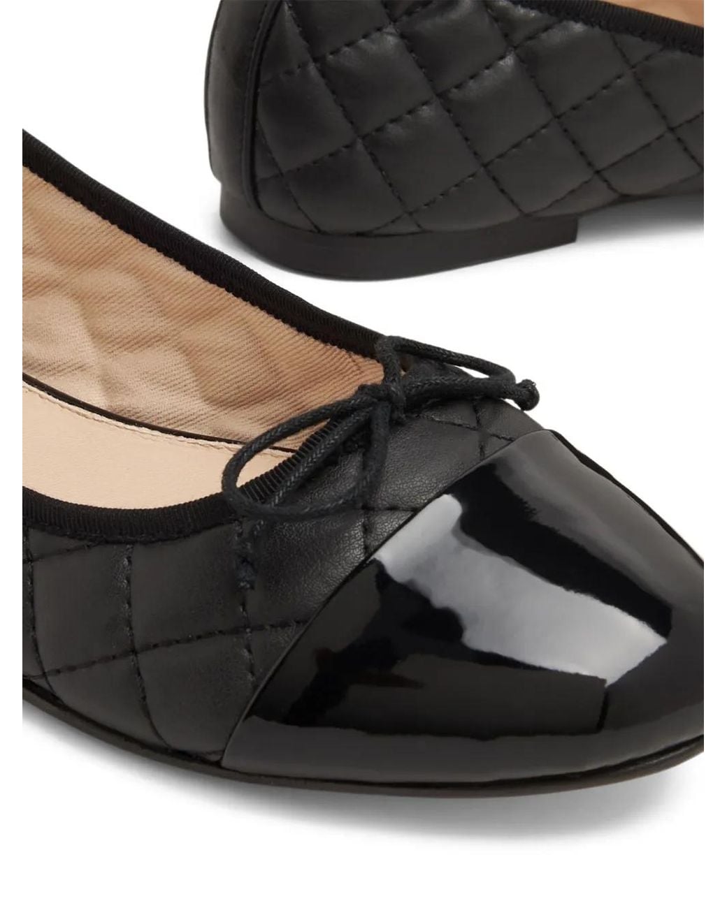 House Of Ballerinas Black Quilted Leather Ballet Flats