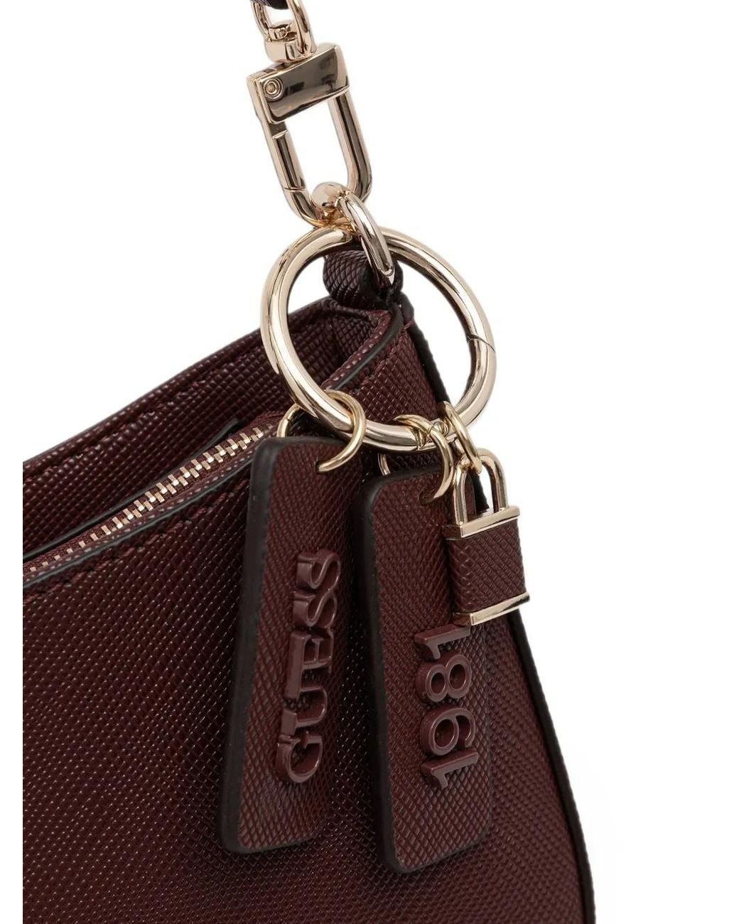 Guess Purple Logo-Plaque Shoulder Bag