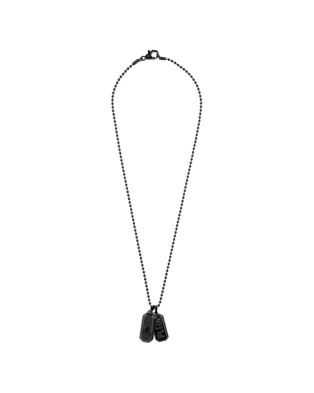 Philipp Plein White Double Tag Necklace for men