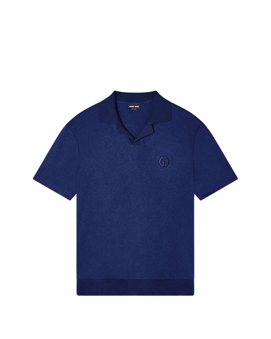 Giorgio Armani Blue Logo-Embroidered T-Shirt for men