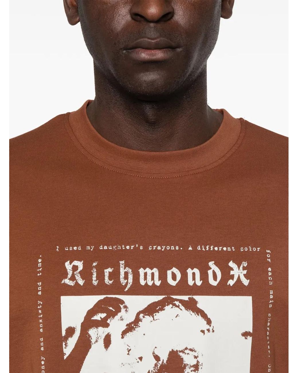 John Richmond Brown Graphic-Print T-Shirt for men
