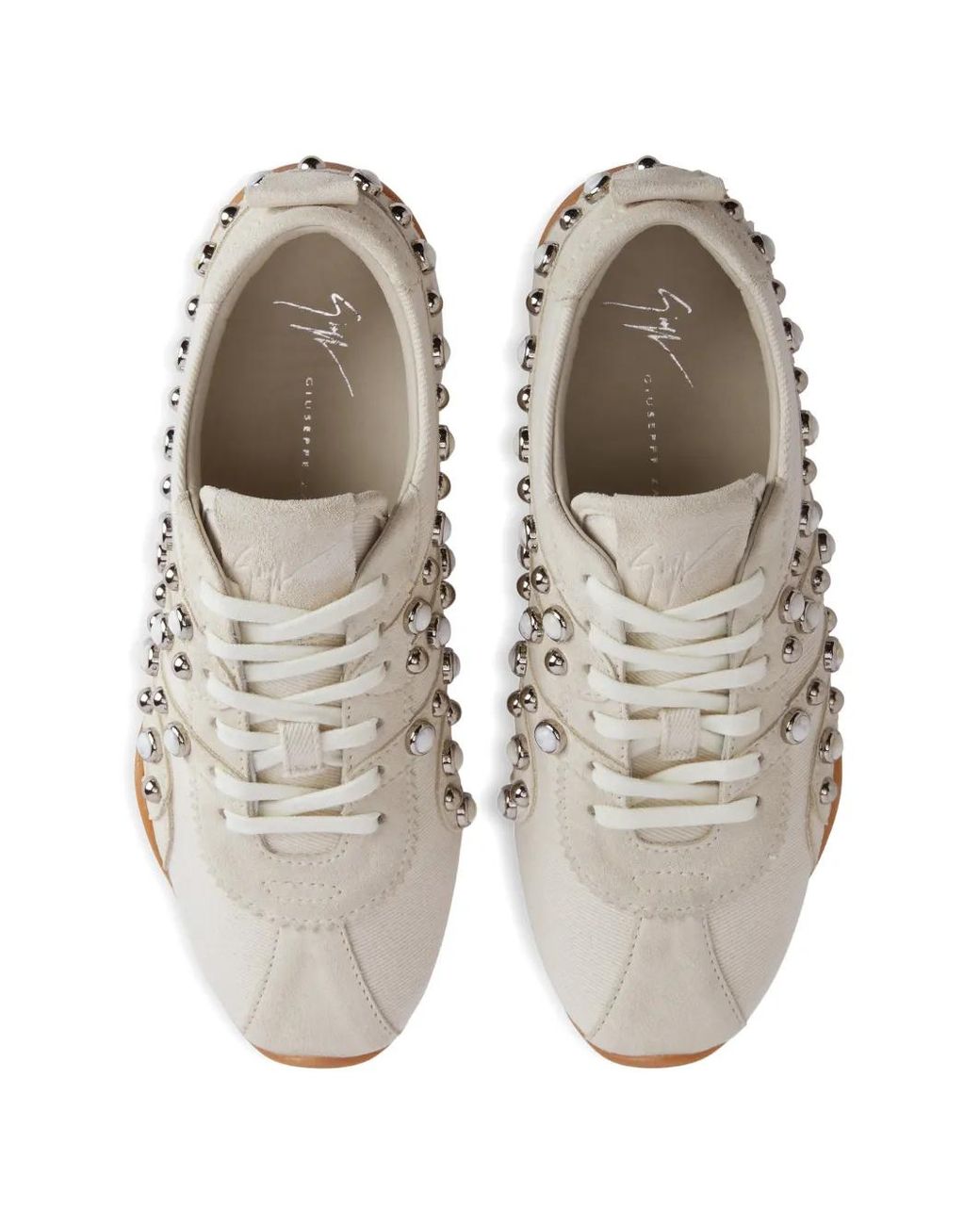 Giuseppe Zanotti White Stud-Embellished Low-Top Sneakers