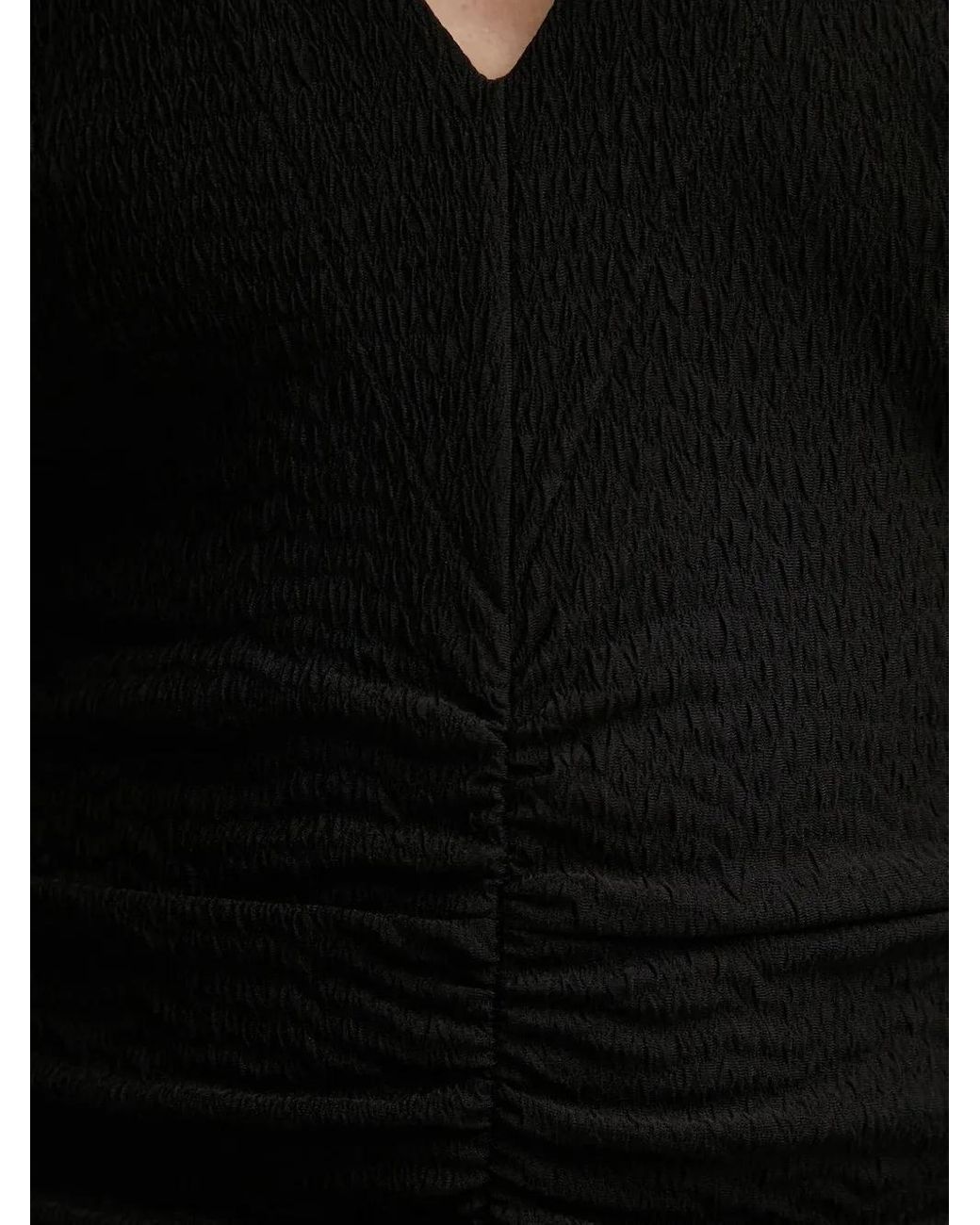 Gestuz Black V-Neck Ruched Dress