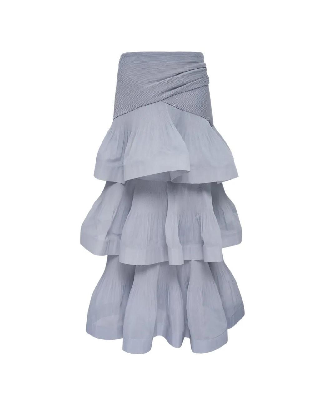Zimmermann Blue Pleated Tiered Midi Skirt