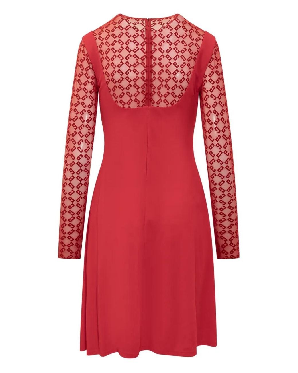 Givenchy Red Monogram-Pattern Midi Dress