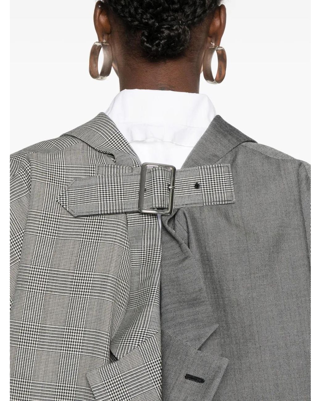 Comme des Garçons Gray Plaid-Pattern Blazer