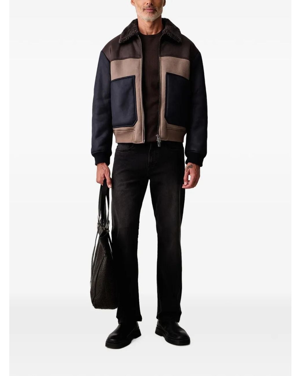 ARMANI EXCHANGE Black Blouson Colour-Block Jacket for men