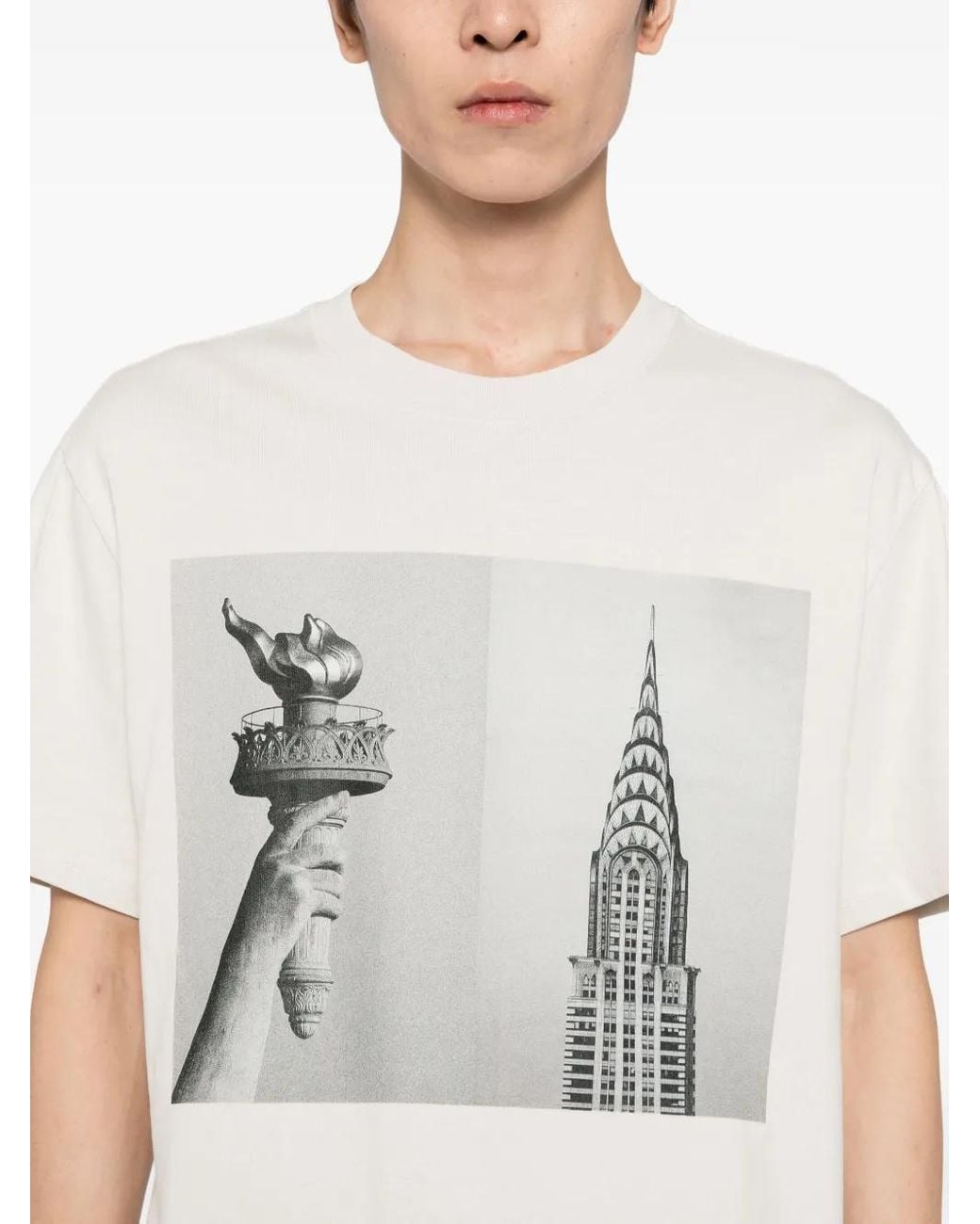 Melt White Graphic-Print T-Shirt for men