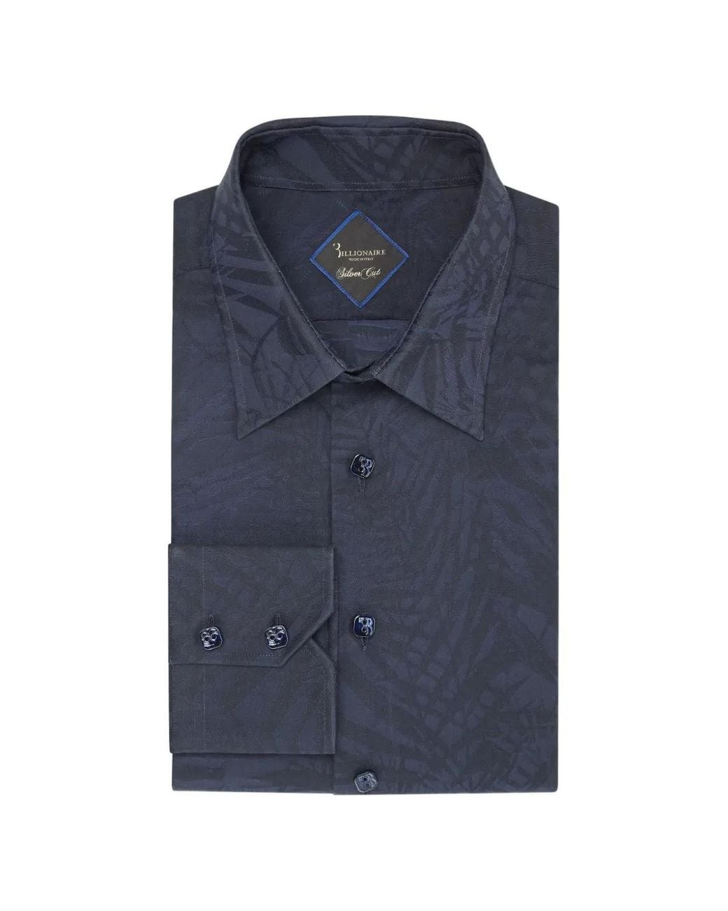 Billionaire Blue Jacquard Palm Tree Shirt for men