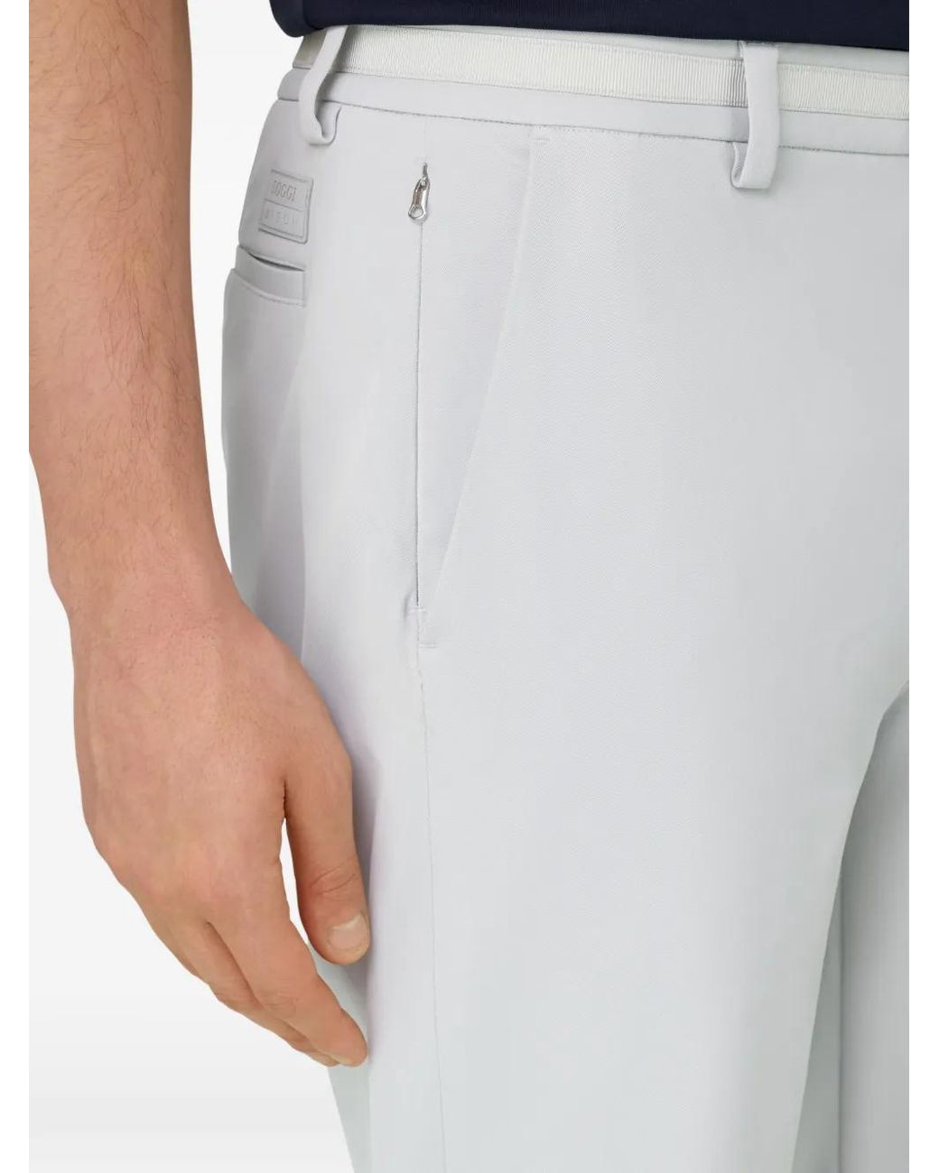 Boggi White Zip-Pocket Stretch Trousers for men