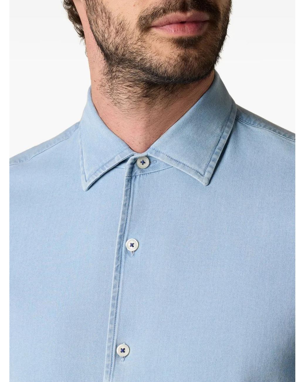 Brooks Brothers Blue Open-Collar Denim Shirt for men